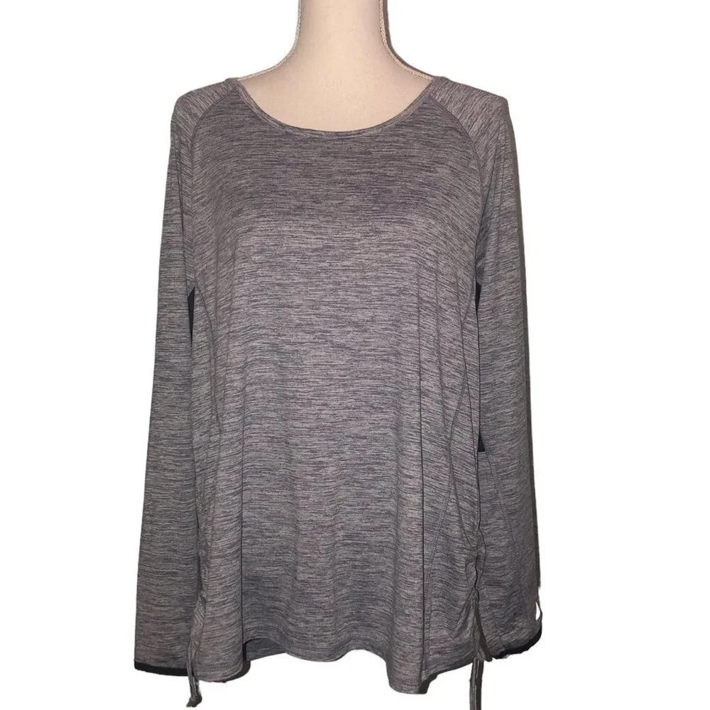 Free2b by Free Country Sz 2X Women's Heather & Black Athletic Long Sleeve Top